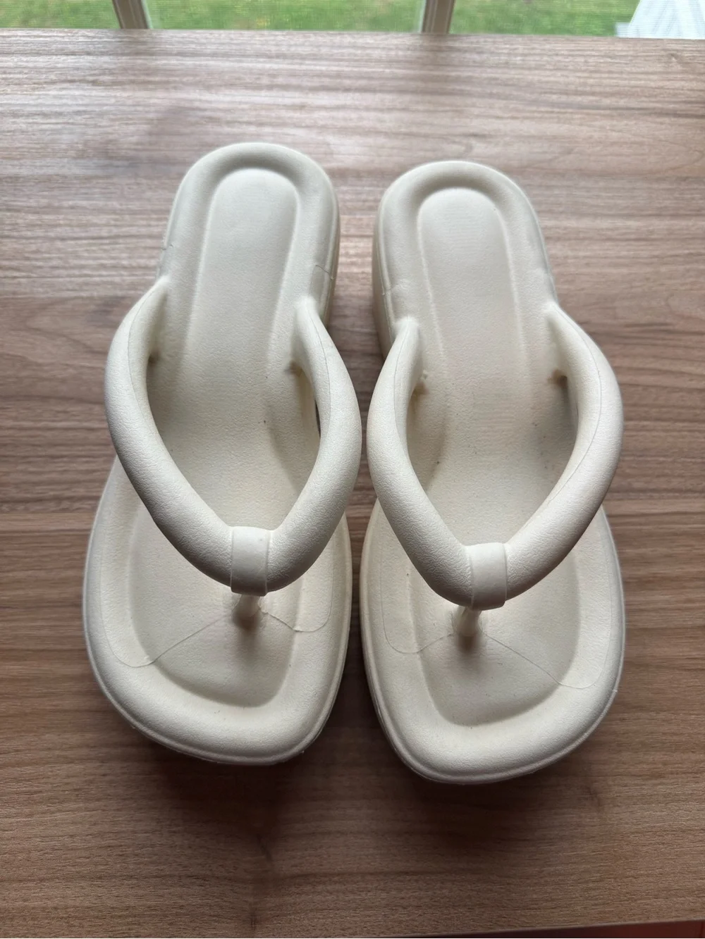 Cream Platform Flip Flop Sandals